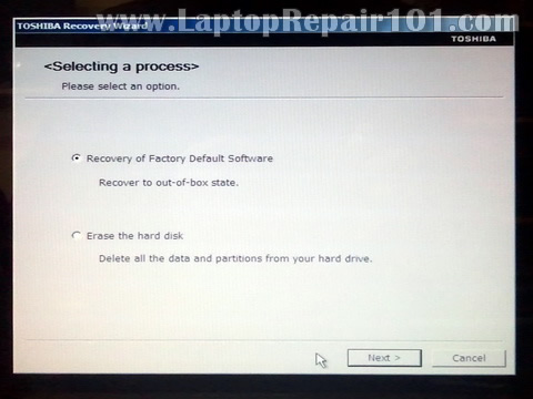 How do you perform a factory reset on a Toshiba computer?