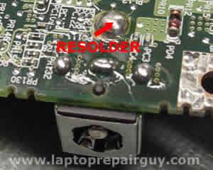 Resolder Satellite M35X DC jack on the system board