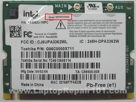 Laptop wireless card